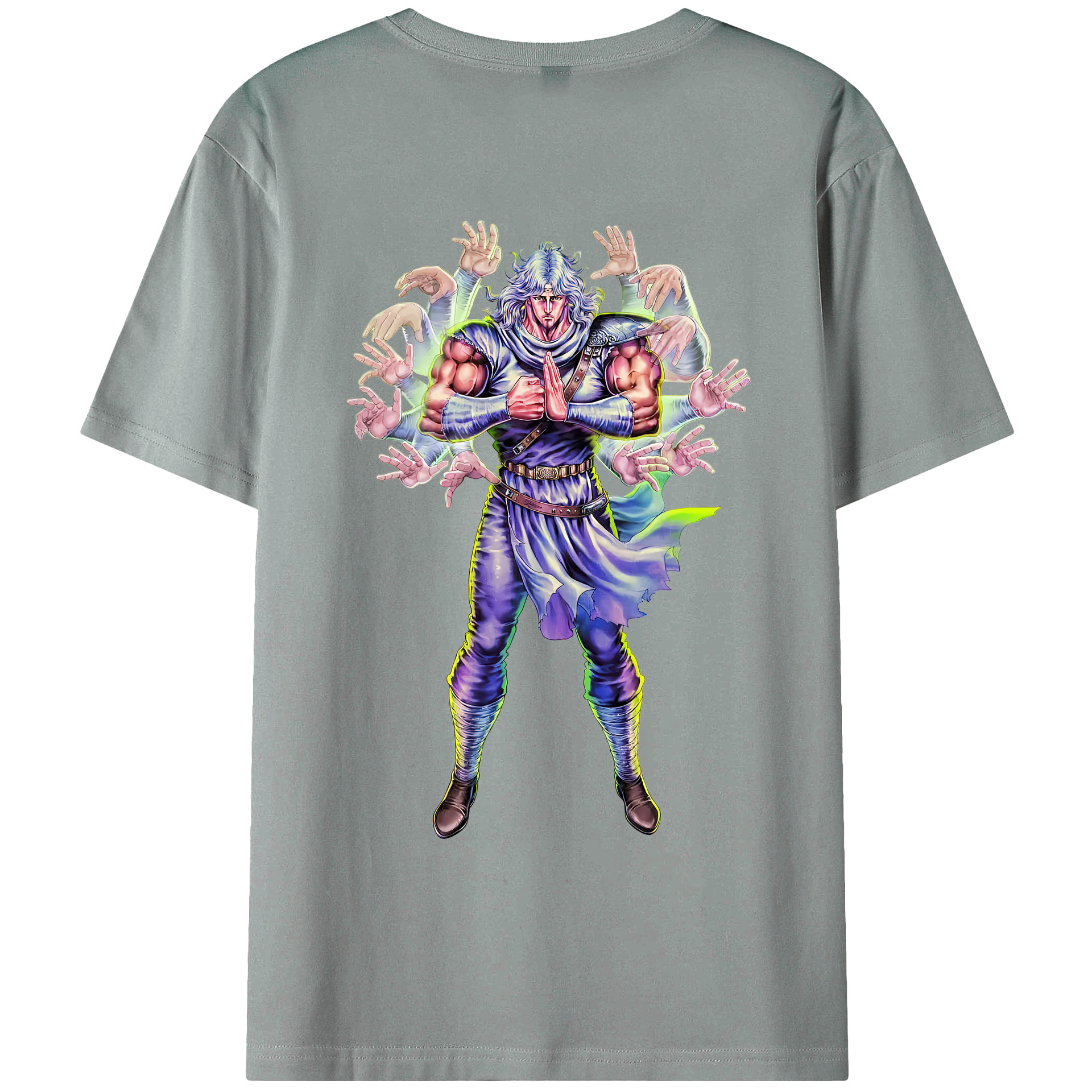 （画像用） 北斗の拳 Fist of the North Star 綿100％ メンズ半袖Tシャツ（バックプリント） 通気性